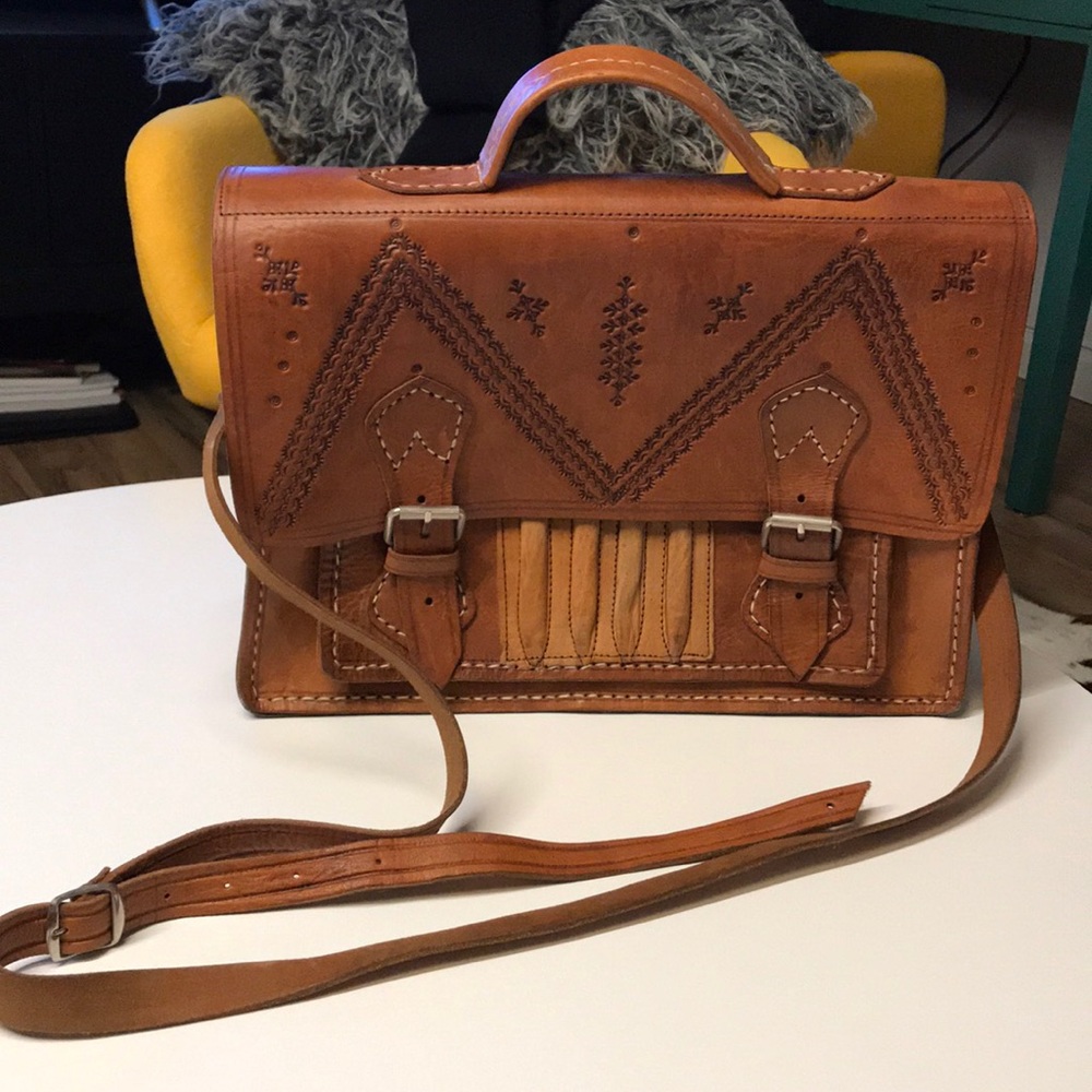 Handmade In Spain Ornate Leather Messenger Bag